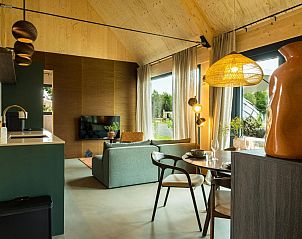 Cozy dining area in Unbrick One vacation home in Appelscha, Frisian Woods, Friesland.