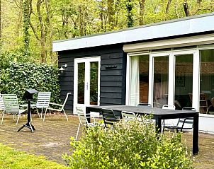 Ruim terras bij Huisje in Appelscha, vakantiehuis in Friesland, ideaal voor buitenmaaltijden.