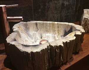 Detail van unieke wastafel in Vakantiehuis in Noordwolde, perfect voor een bijzondere vakantie in Friesland.