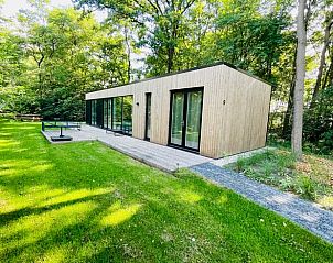 Vakantiehuisje in Oosterwolde, een modern verblijf in de rustige bossen van Friesland.