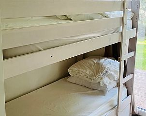 Stapelbed in kindvriendelijke kamer van Vakantiehuisje in Oosterwolde, Friesland.