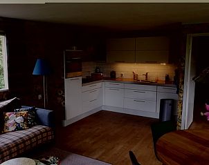 Moderne keuken in Vakantiehuisje in Haulerwijk, voorzien van alle gemakken in de Friese bossen van Friesland.