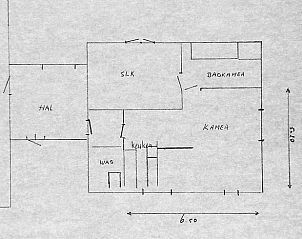 Plattegrond van Vakantiehuis in Boijl, toont de indeling in de Friese bossen van Friesland.