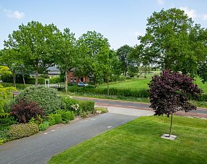 Groene tuin en omgeving van Vakantiehuis in Hoornsterzwaag, Friesland.