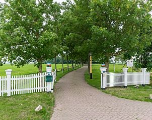 Toegangsweg naar Huisje in Allingawier, omgeven door groene velden in Friesland.