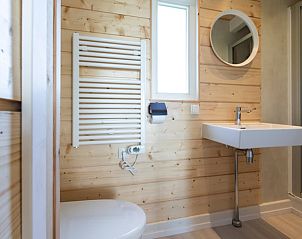 Comfortabele badkamer in Vakantiehuis in Dokkum met houten afwerking.