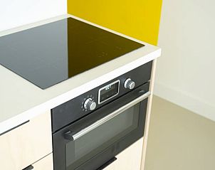 Moderne kookplaat en oven in de keuken van Huisje in Wlterswld.