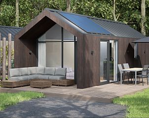 Stijlvolle lodge met terras in Oudehaske, Friesland, ideaal voor ontspanning.