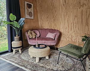 Gezellige binnenruimte van vakantiehuisje in Westergeest met stijlvolle meubels en decor.