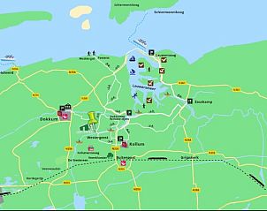 Kaart van de omgeving van Huisje in Westergeest, vakantiehuis op het Friese platteland.