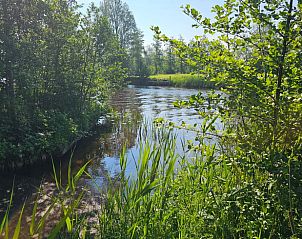 Rustige rivier bij Huisje in Westergeest, omgeven door weelderige natuur.