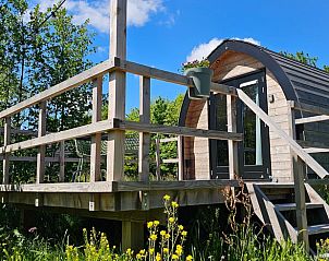 Terras van Vakantiehuis in Westergeest, omgeven door natuur op het Friese platteland, Friesland.