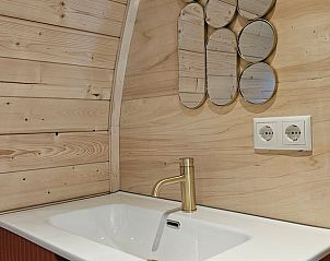 Moderne badkamer in Huisje in Westergeest, Westergeest, met stijlvolle wastafel.