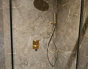 Detail van de douche in Huisje in Westergeest, Westergeest, met elegante afwerking.