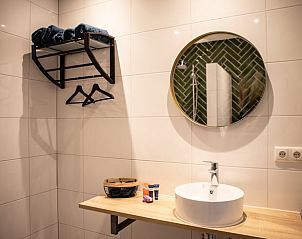 Moderne badkamer in Vakantiehuis in Blesdijke, een luxe verblijf op het Friese platteland in Friesland.