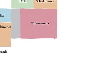 Plattegrond van Vakantiehuisje in Ferwoude, met praktische indeling voor comfortabel verblijf in Friesland.