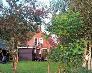 Groene tuin en terras van Vakantiehuis in Munnekeburen, Friesland.