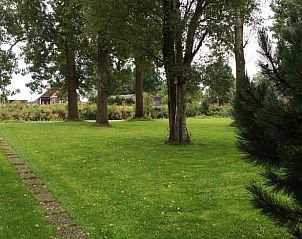 Ruime tuin bij Vakantiehuis in Munnekeburen, omgeven door groen in Friesland.