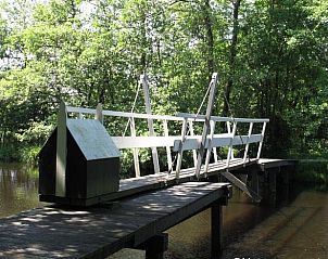 Houten brug in de omgeving van Vakantiehuisje in Munnekeburen, ideaal voor wandelingen.