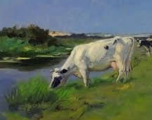 Schilderij van koeien in Huisje in Drogeham, vakantiehuis op het Friese platteland, Friesland.