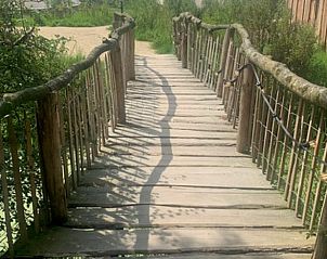 Houten brug in de natuurlijke omgeving van Vakantiehuis in Britswert, Friesland.