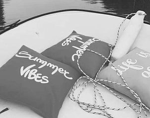 Ontspannen op het water met zomerse kussens in Vakantiehuis in Parrega, Friesland.