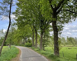 Charmante straat met huizen nabij Vakantiehuis in De Tike, een typisch Fries landschap.