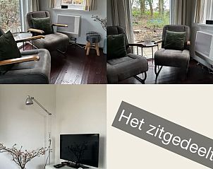 Gemtliche Sitzecke im Ferienhaus in Nijeholtpade in der friesischen Landschaft, mit bequemen Sthlen und Blick auf die Natur.