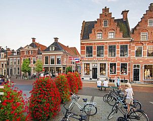 Uitzicht op groene velden bij vakantieverblijf FR115 in Noardburgum, Friesland.