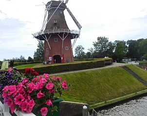 Prachtige molen in de buurt van Huisje in Jannum, vakantiehuis op het Friese platteland.
