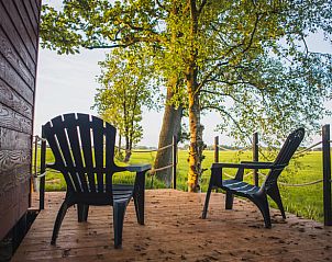 Geniet van het serene uitzicht op het Friese platteland vanaf het terras van Vakantiehuis in Waskemeer, Friesland.