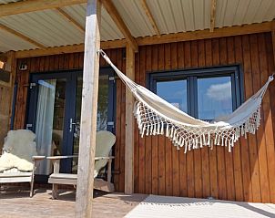 Rustgevende hangmat op het terras van Vakantiehuis in Jelsum, Friesland.