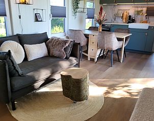 Gezellige woonkamer in Vakantiehuis in Jelsum, Friesland, met moderne inrichting.
