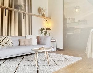 Comfortabele zithoek in Vakantiehuis in Burdaard met modern design op het Friese platteland in Friesland.