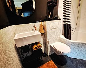 Stijlvolle badkamer in Vakantiehuis in Burdaard, met moderne voorzieningen in Friesland.