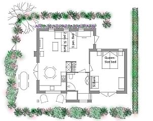 Plattegrond van Vakantiehuis in Culemborg, toont ruime indeling in het Rivierengebied.