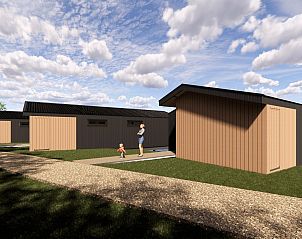 Rij van vakantiehuizen aan het water in Kerkdriel, Rivierengebied, Gelderland