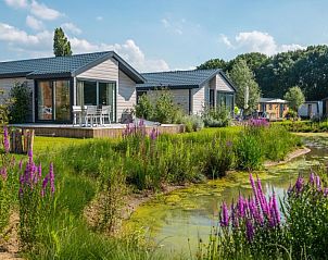Vakantiehuis Velthorst 6 in Kerkdriel omgeven door kleurrijke tuin en natuurlijke vijver.
