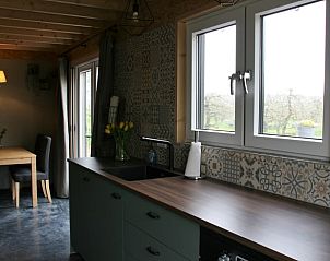 Keuken met uitzicht in Vakantiehuis in Herveld, stijlvolle vakantiewoning in Rivierengebied, Gelderland.