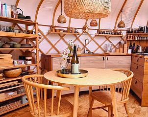 Keuken in Huisje in Toldijk, vakantiehuis in het Rivierengebied, met houten details en moderne apparatuur voor koken.