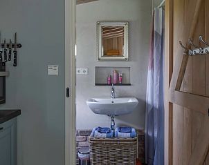 Stijlvolle badkamer in vakantiehuisje Beusichem met moderne voorzieningen in Rivierengebied.