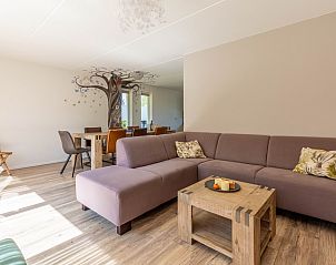 Gezellige woonkamer in DG238 vakantiehuis Winterswijk Achterhoek met comfortabele banken.