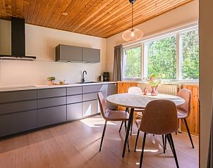 Moderne keuken in Vakantiehuisje in Winterswijk, met uitzicht op de Achterhoekse natuur.