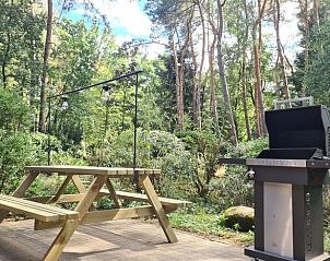 Picknicktisch und Grill am Ferienhaus in Winterswijk, ideal fr Mahlzeiten im Freien in Achterhoek, Gelderland.