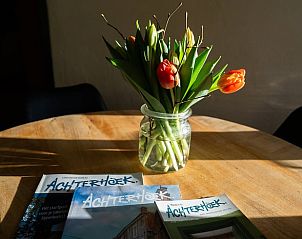 Bloemen op tafel in Huisje in Zelhem, vakantieverblijf in de Achterhoek, Gelderland.