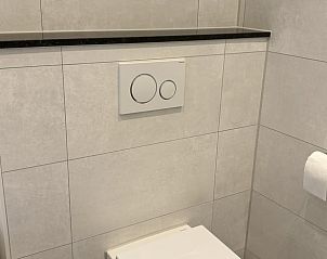 Moderne toiletvoorziening in Huisje in Aalten, vakantiehuis in Aalten, Achterhoek, met strakke afwerking.