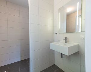 Stijlvolle badkamer in Vakantiehuis De Wiersse 6, Lochem, Achterhoek, Gelderland, met moderne wastafel.