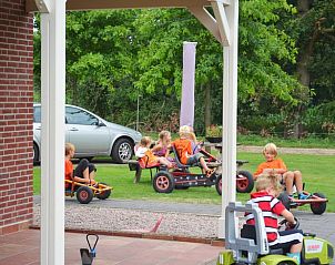 Kinderen spelen buiten bij Vakantiehuis in Didam, genieten van de ruime tuin in de Achterhoek, Gelderland.