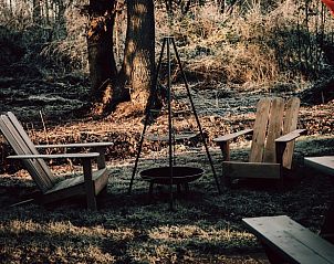 Buitenruimte met vuurplaats bij Vakantiehuisje in Haarlo, ideaal voor ontspanning in de Achterhoek, Gelderland.