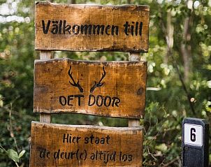 Welkomstbord bij ingang van Vakantiehuisje in Haarlo, Achterhoek, Gelderland.